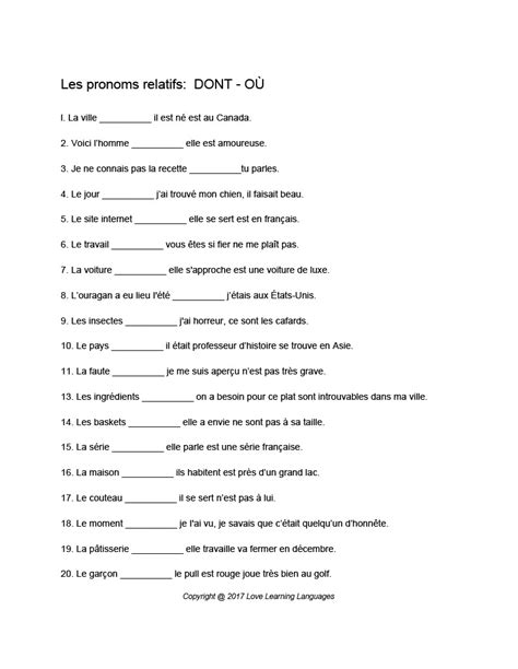 Pronouns replace nouns in a sentence. . French relative pronouns pdf
